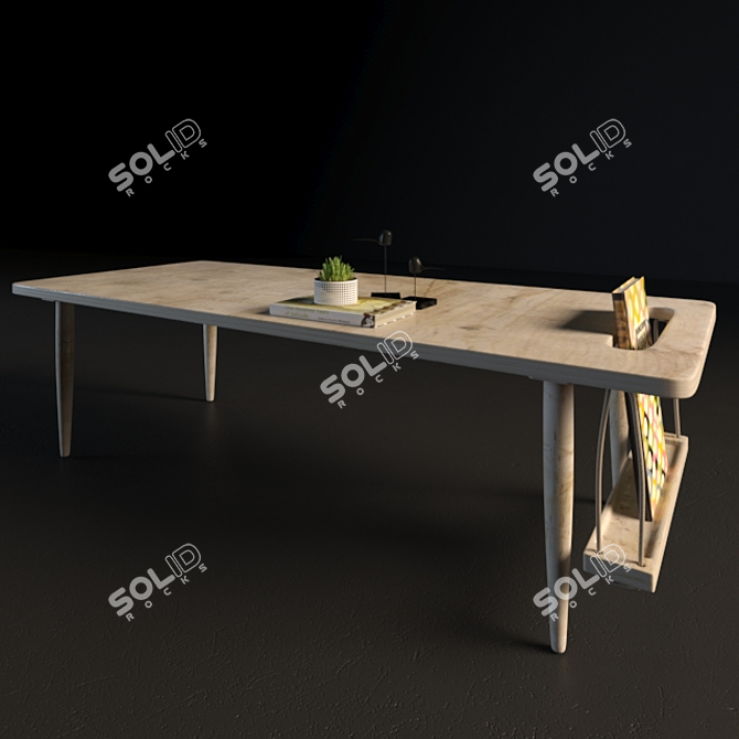 Rustic Wood Coffee Table 3D model image 1