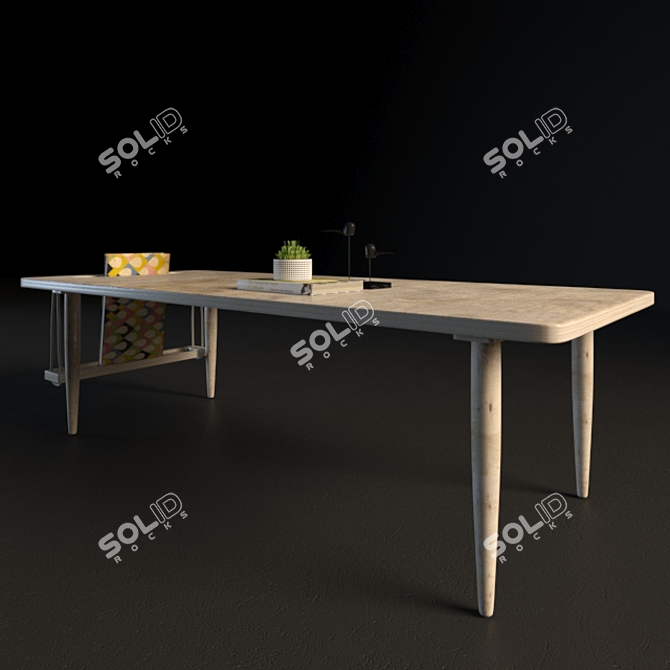 Rustic Wood Coffee Table 3D model image 3