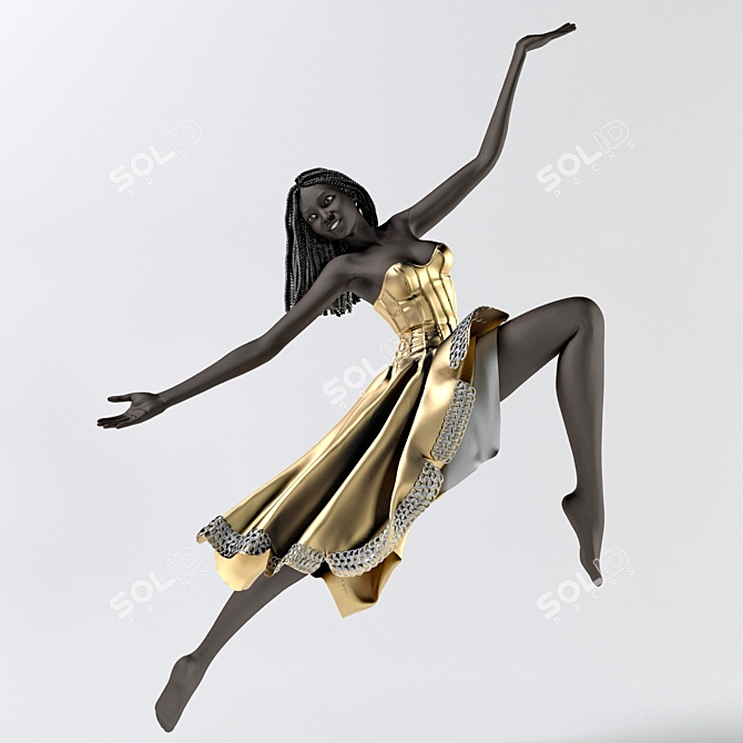 Dynamic Ebony Dancer 3D model image 1