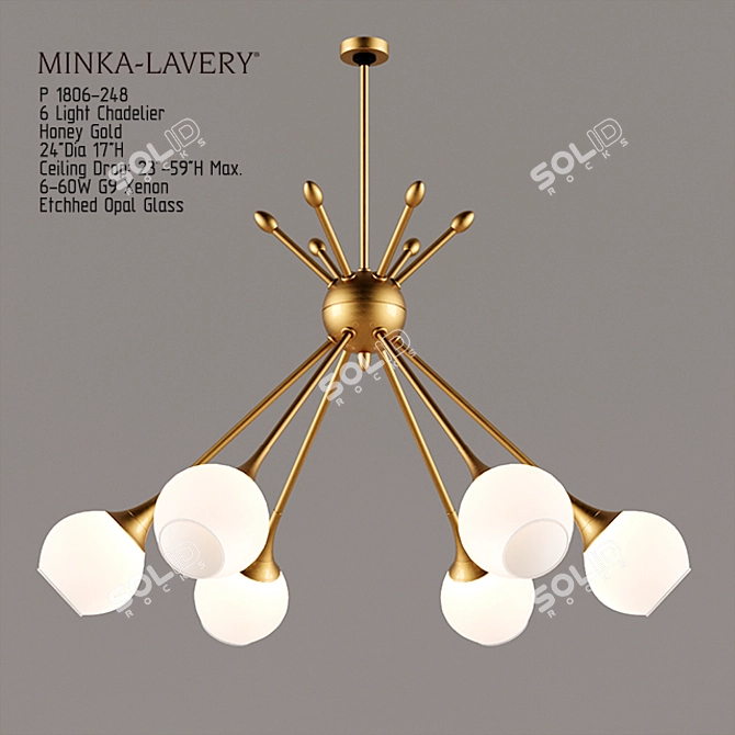 Opulent Opal Glass Pendant Light 3D model image 1