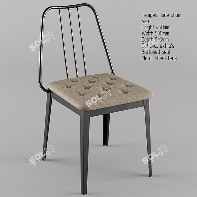 Industrial Steel Frame Side Chair 3D model image 1