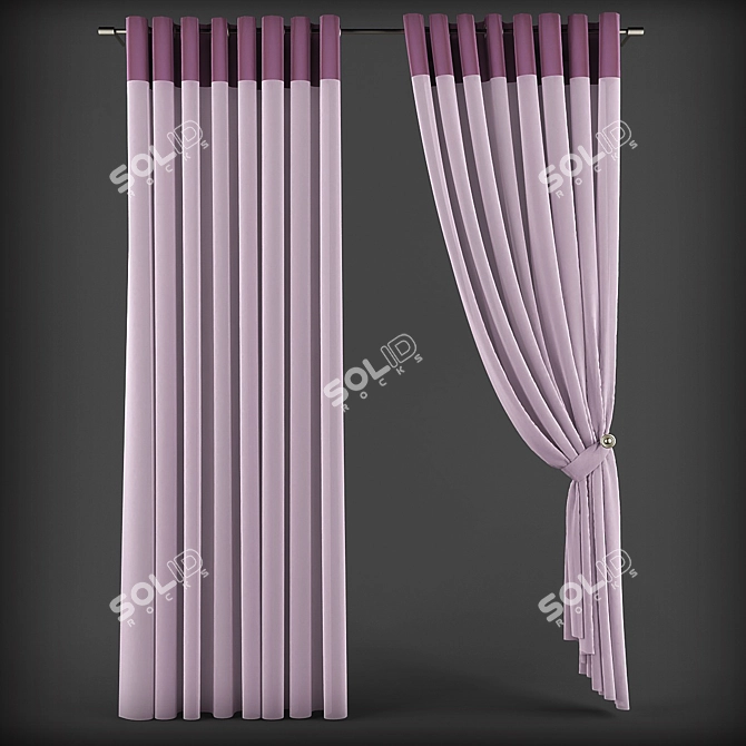 Elegant Grommet Curtains 3D model image 1