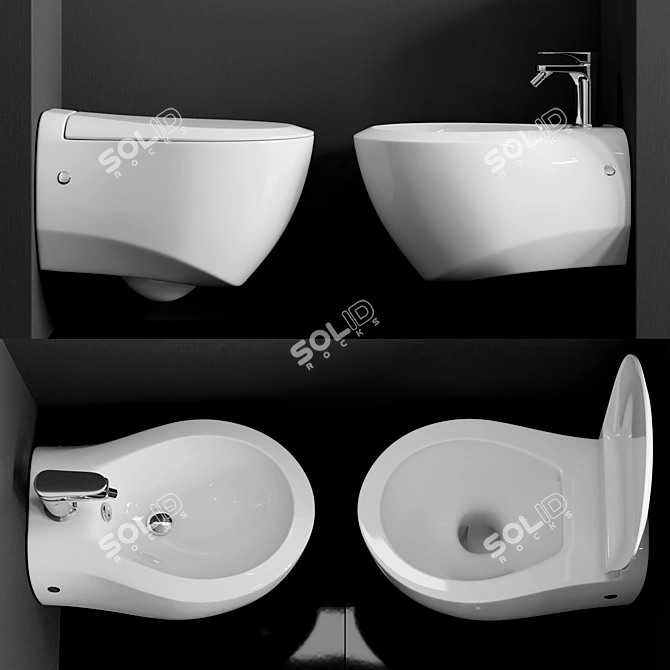 Blend: Elegant Wall-Hung WC & Bidet 3D model image 2