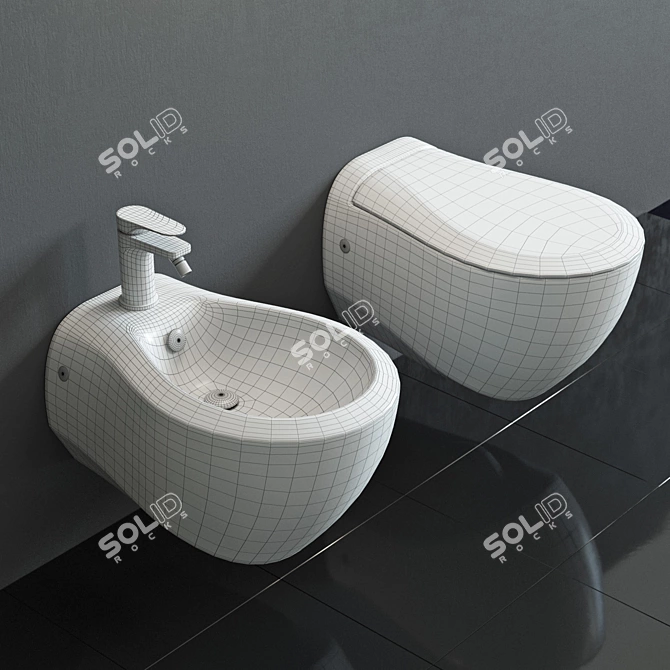 Blend: Elegant Wall-Hung WC & Bidet 3D model image 3