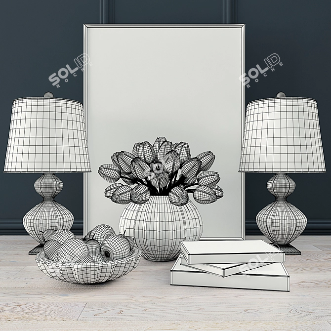 9-Piece Decorative Set: Max & Obj Files, Textures and Previews 3D model image 2