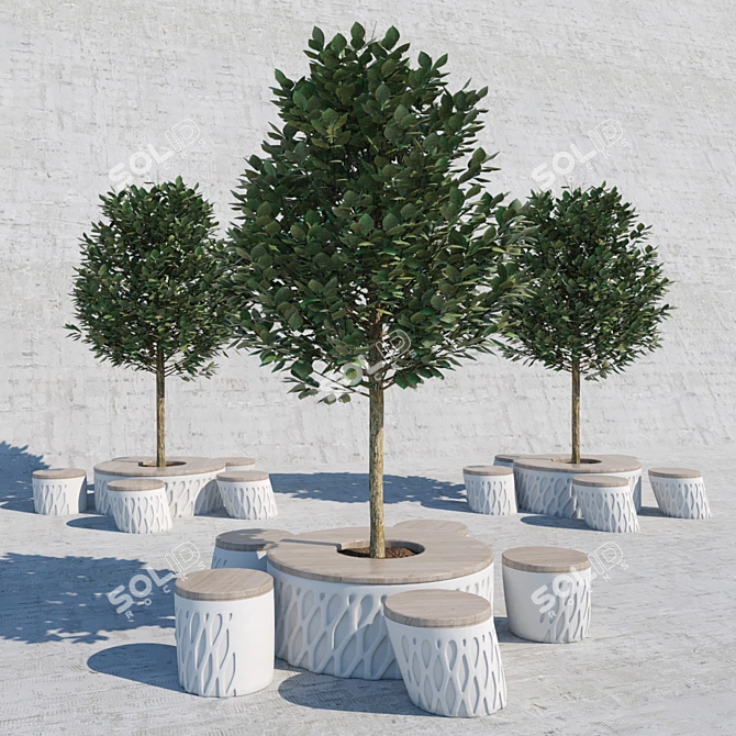 Designer Park Benches | Stylish Seating for Outdoor Spaces 3D model image 1