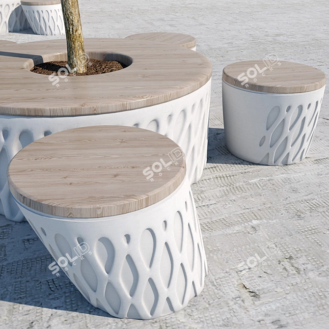 Designer Park Benches | Stylish Seating for Outdoor Spaces 3D model image 2