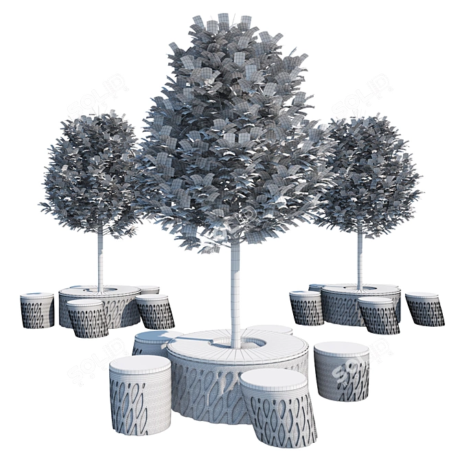 Designer Park Benches | Stylish Seating for Outdoor Spaces 3D model image 3