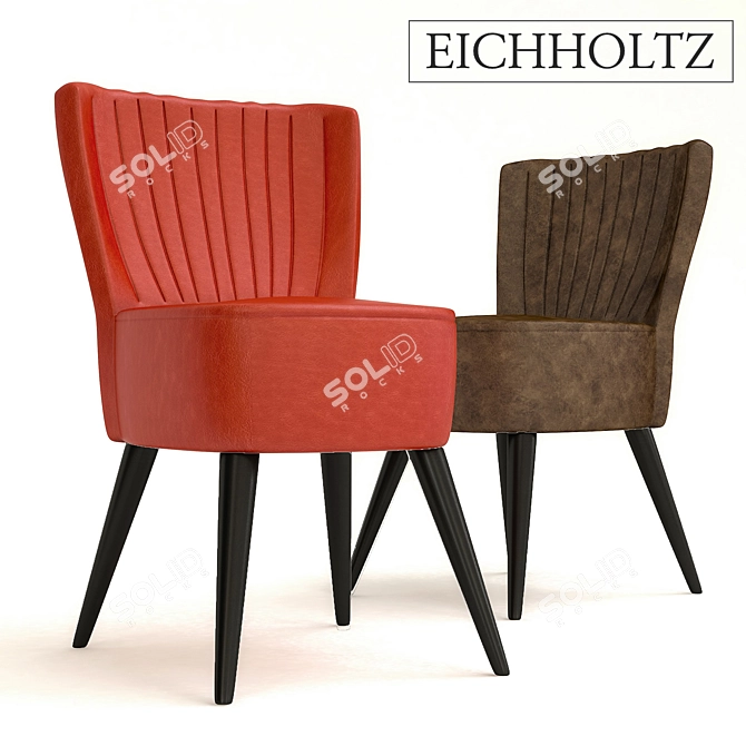 Title: EICHHOLTZ MIKE Oak Wood Leather Chair 3D model image 1