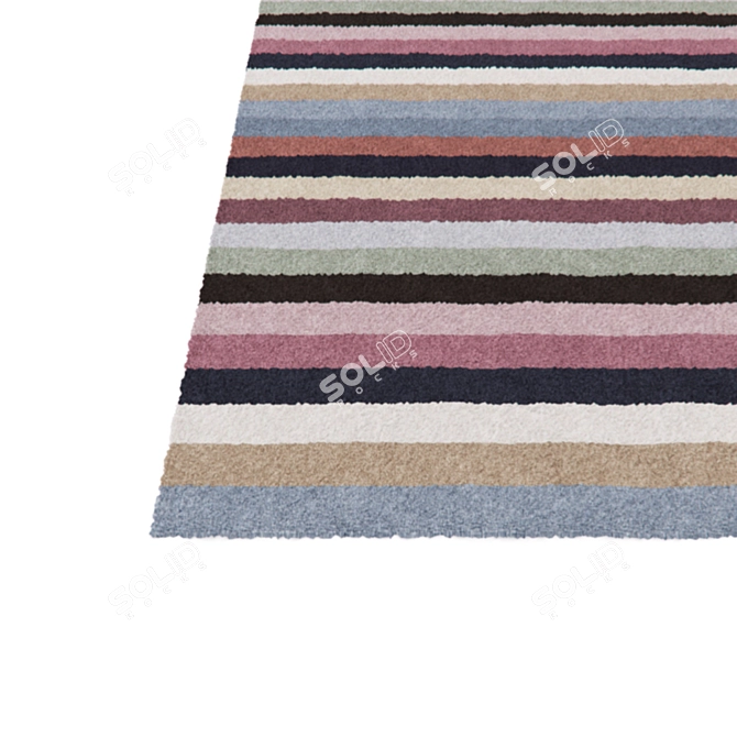 Striped Displace Rug 3D model image 2