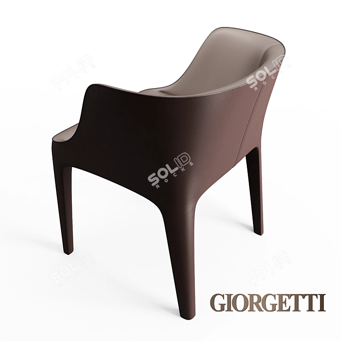 Elegant Satin and Leather Chair 3D model image 2