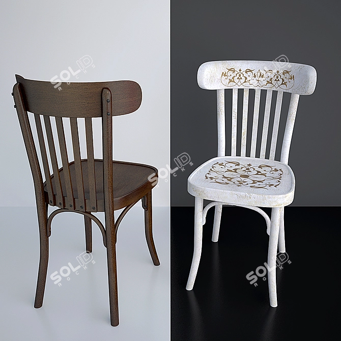 Title: Vintage Viennese Chair: Restored Replica 3D model image 2