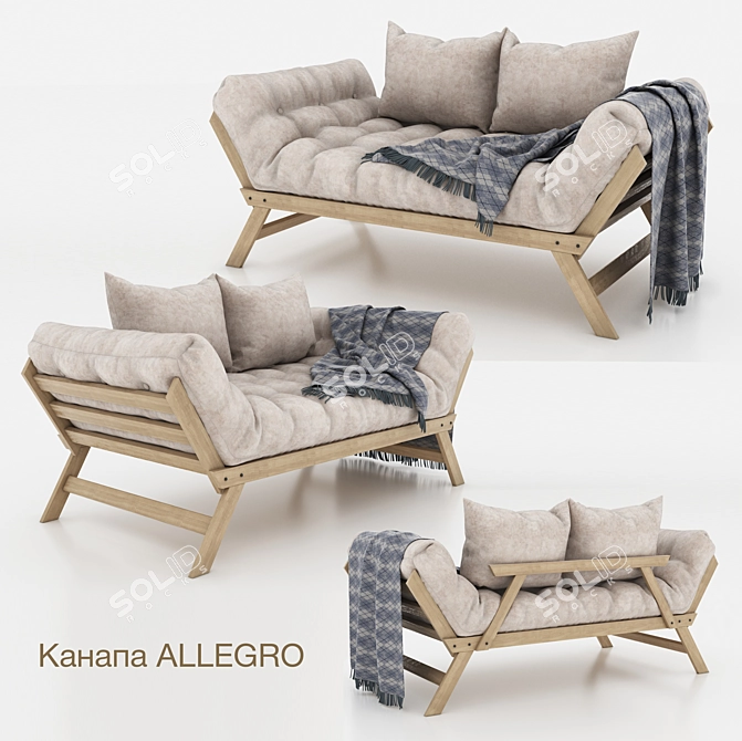 Elegant Allegro Sofa 3D model image 1