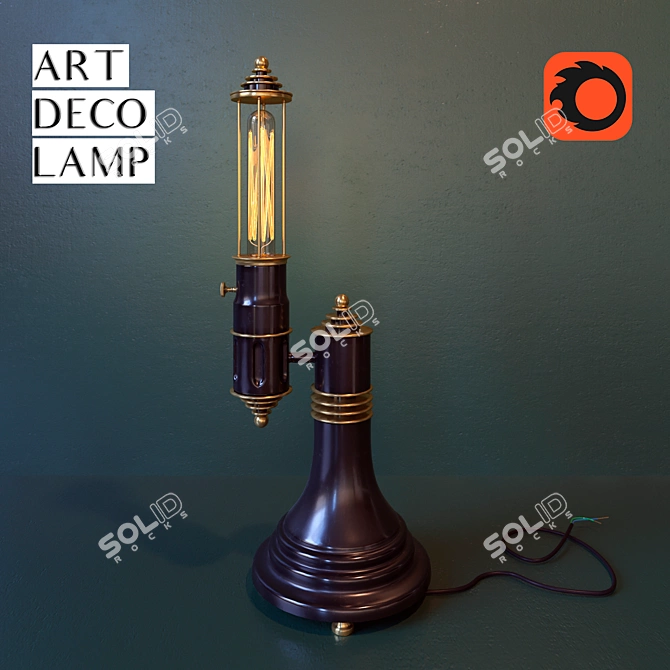 Vintage Art Deco Table Lamp 3D model image 1