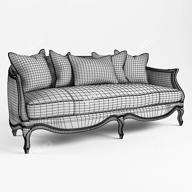 Carved Wood Frame Sofa 3D model image 2