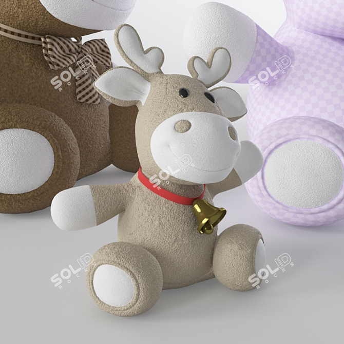 Moose Family: Lowpoly with Displacement 3D model image 3