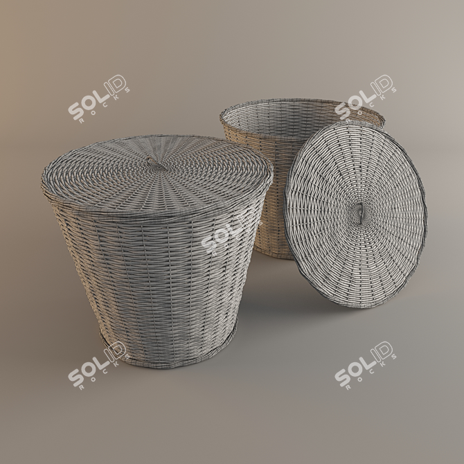 Woven Rattan Basket: Stylish Interior Décor 3D model image 2