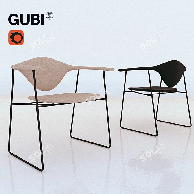 Elegant Masculo Chair by Gubi 3D model image 1