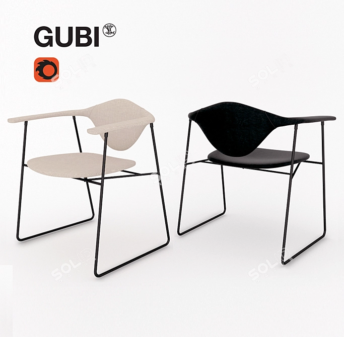 Elegant Masculo Chair by Gubi 3D model image 2