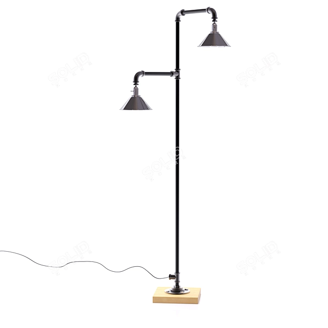 Industrial Pipe Floor Lamp 3D model image 1