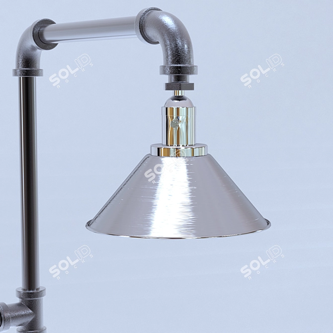 Industrial Pipe Floor Lamp 3D model image 2