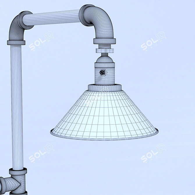 Industrial Pipe Floor Lamp 3D model image 3