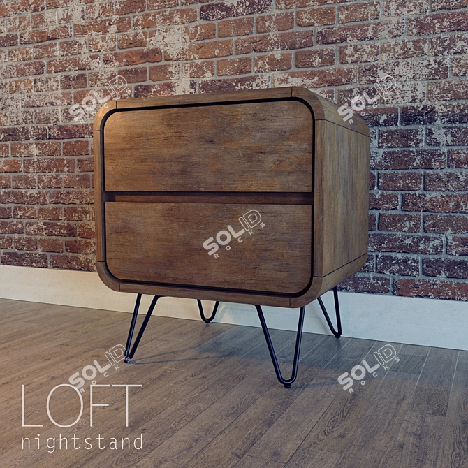 Urban Loft Bedside Table 3D model image 2