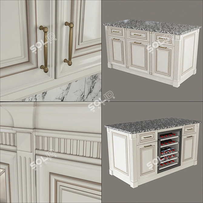 Kitchen Set: Custom-Made Modern Classic  Beautifully Crafted in Alder Wood 3D model image 3