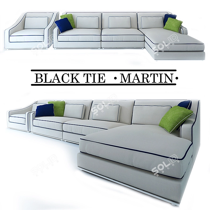 Refined Elegance: "Black Tie" Sofa 3D model image 1