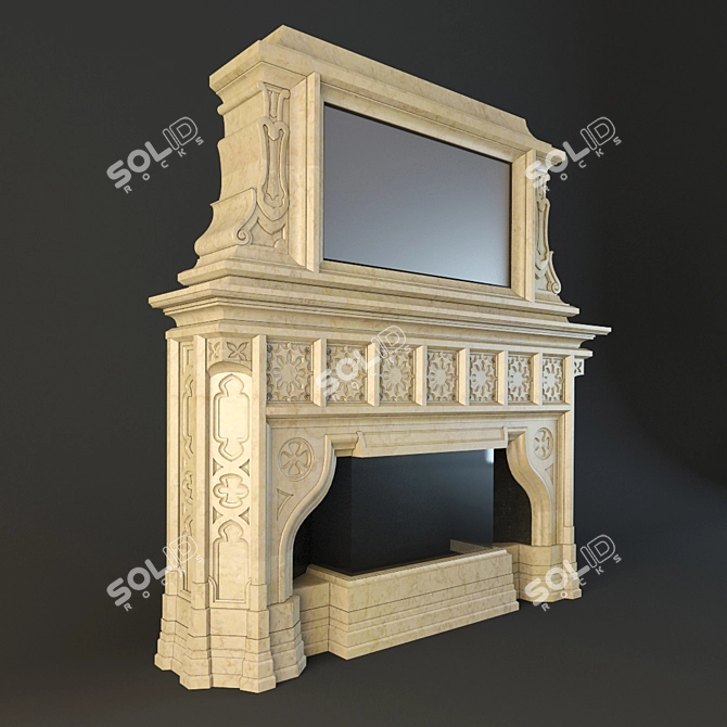 Architectural Inspired Gothic Fireplace 3D model image 1