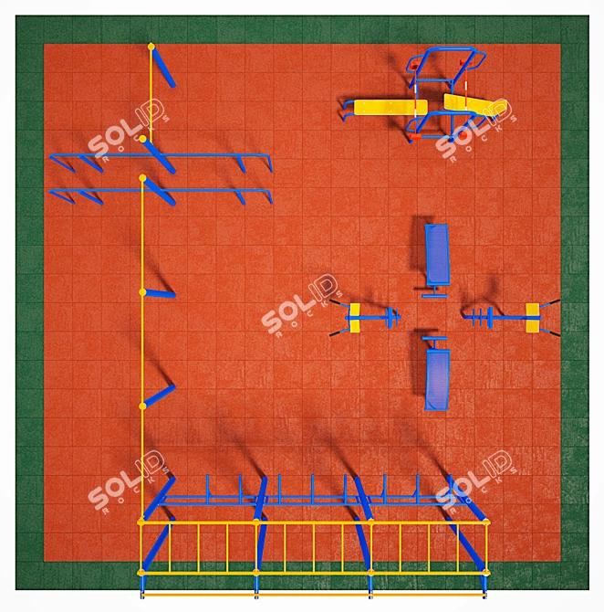 Outdoor Sports Ground: 10x10m PVC Tiles 3D model image 1