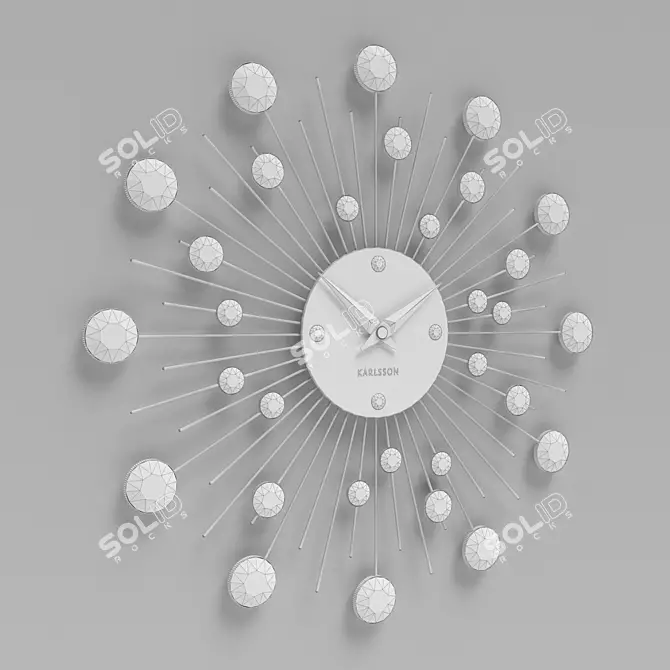 Stylish Sunburst Wall Clock 3D model image 2