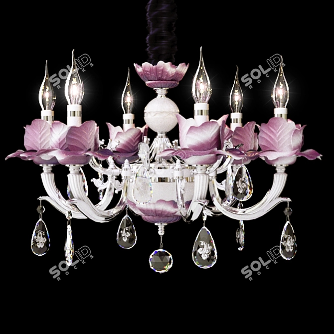 Elegant Anemone Chandelier 3D model image 1