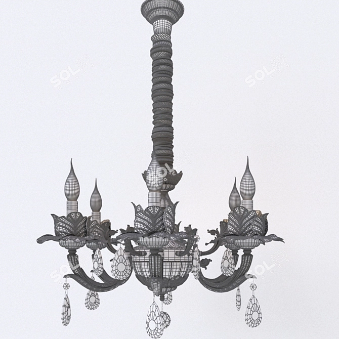 Elegant Anemone Chandelier 3D model image 2