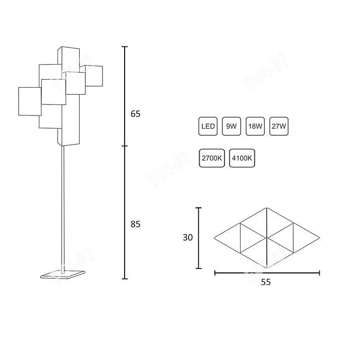 MUM Studio Rubikon Floor Lamps 3D model image 2