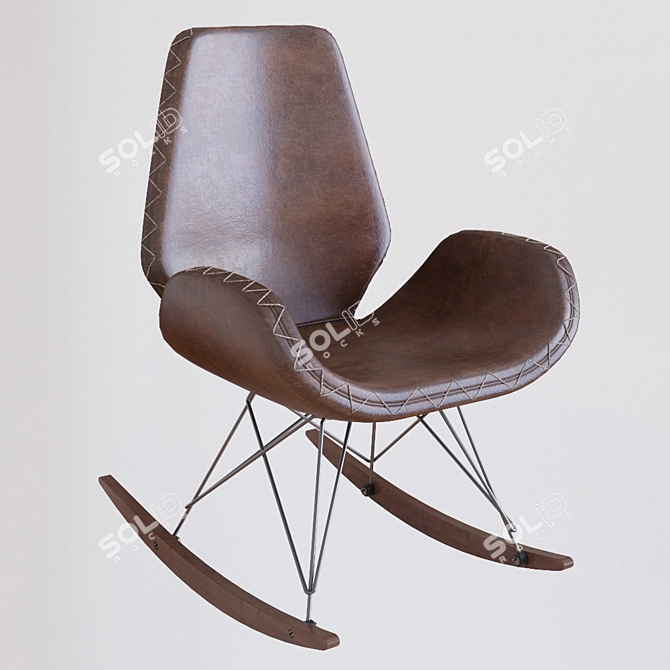 Loftdesign Armchair: Metal, Oak, and Faux Leather 3D model image 1