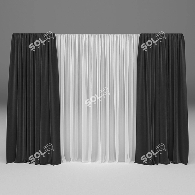 Sleek Noir Drapery 3D model image 1