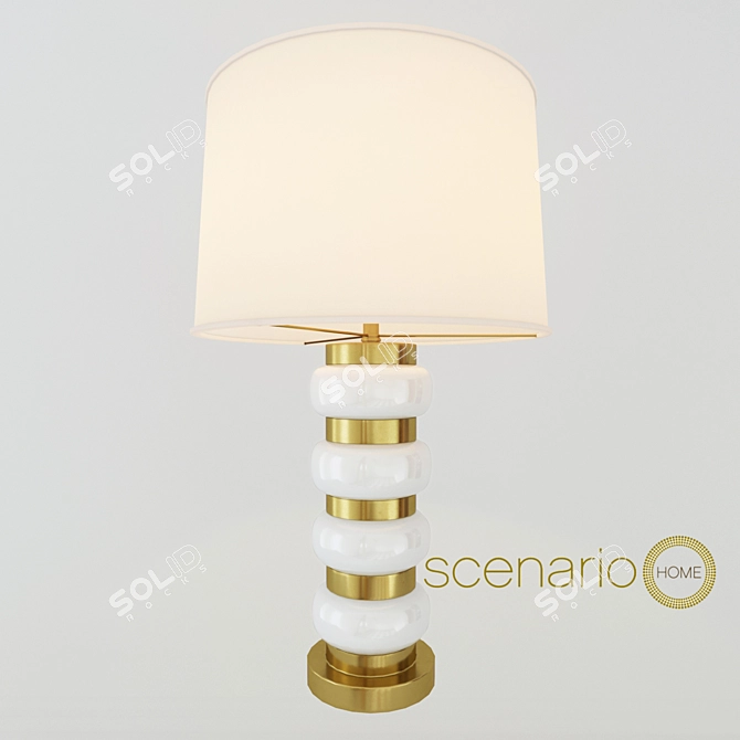 Royal White Glass Table Lamp 3D model image 1