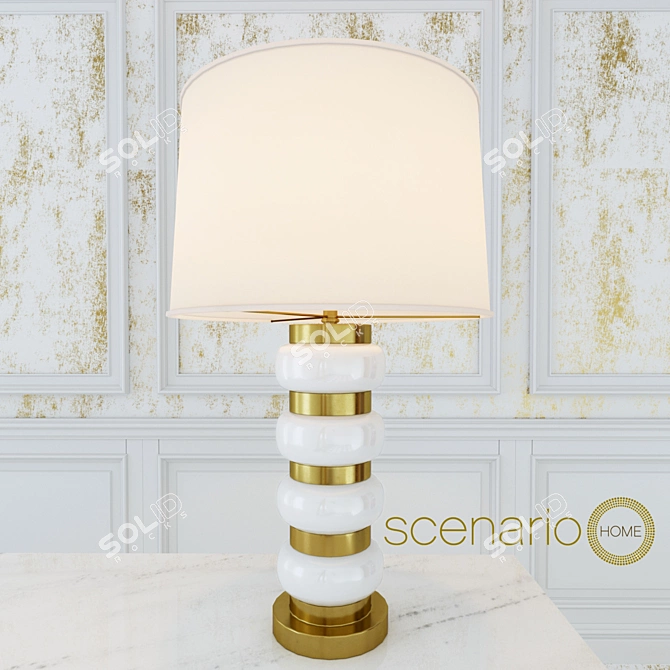 Royal White Glass Table Lamp 3D model image 2