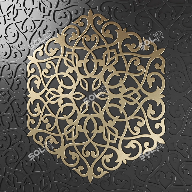 Arabic Ornamental Wall Panel 3D model image 1