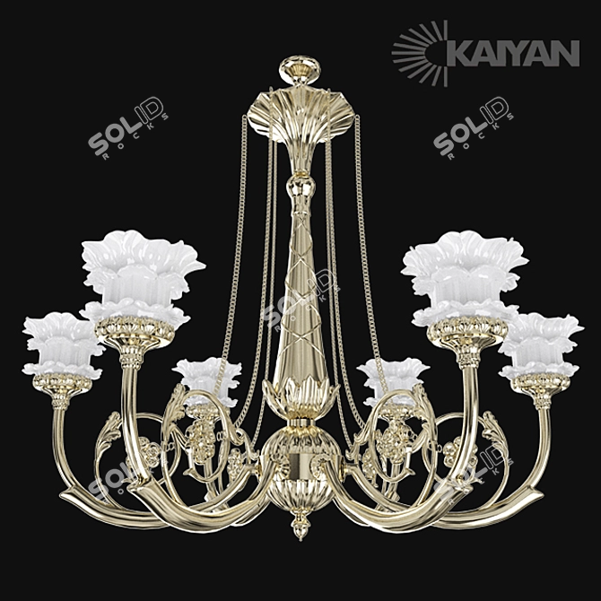 Golden Radiance Chandelier 3D model image 1