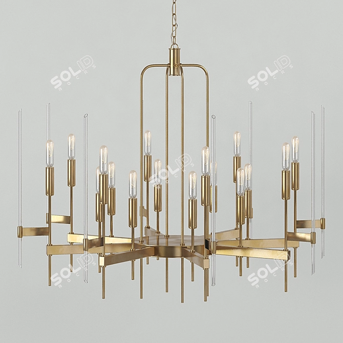 Bronze Loft Chandelier & Sconces 3D model image 2