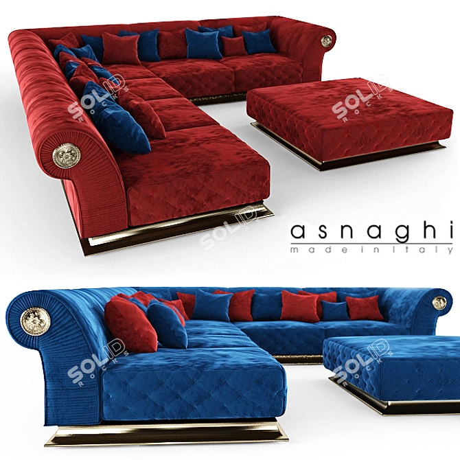 Italian Classic Corner Sofa: Asnaghi Prestige 3D model image 1