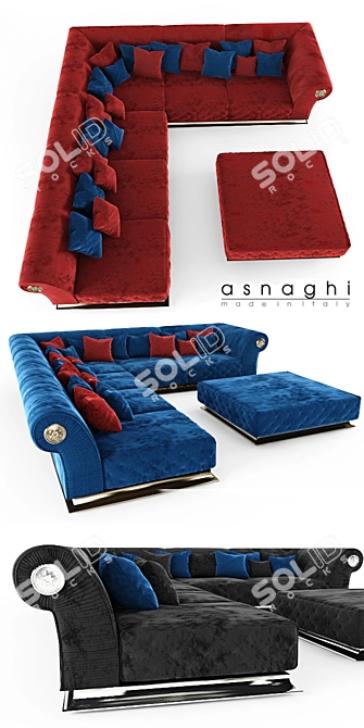 Italian Classic Corner Sofa: Asnaghi Prestige 3D model image 2