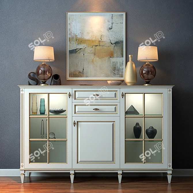 Cara Hardwood Console: Elegant and Spacious 3D model image 1