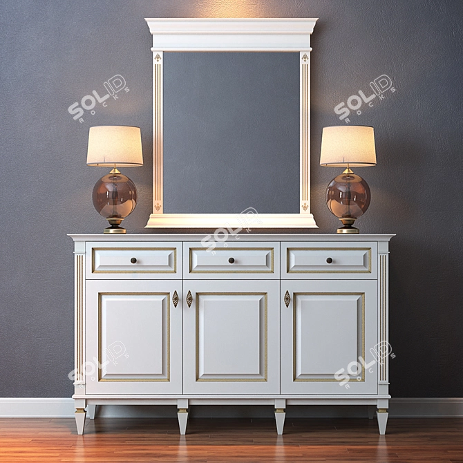 Cara Hardwood Medium Console 3D model image 1