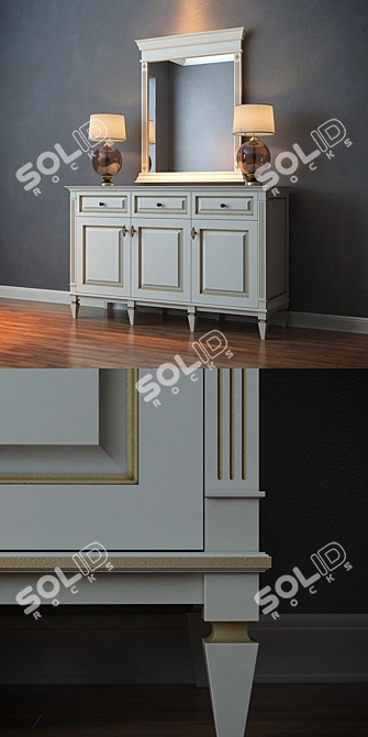 Cara Hardwood Medium Console 3D model image 2