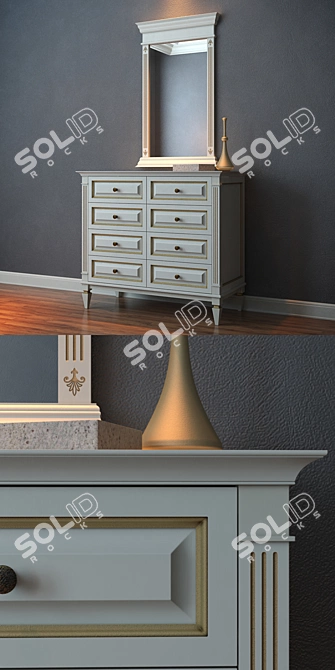 Cara Hardwood Small Console 3D model image 2