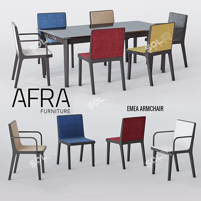 Afra EMEA Oak Wood Armchair 3D model image 1