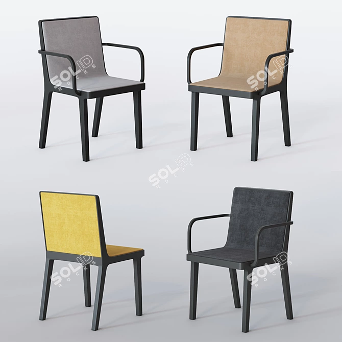 Afra EMEA Oak Wood Armchair 3D model image 2